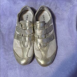 Geox Shimmering Gold Velcro Sneakers